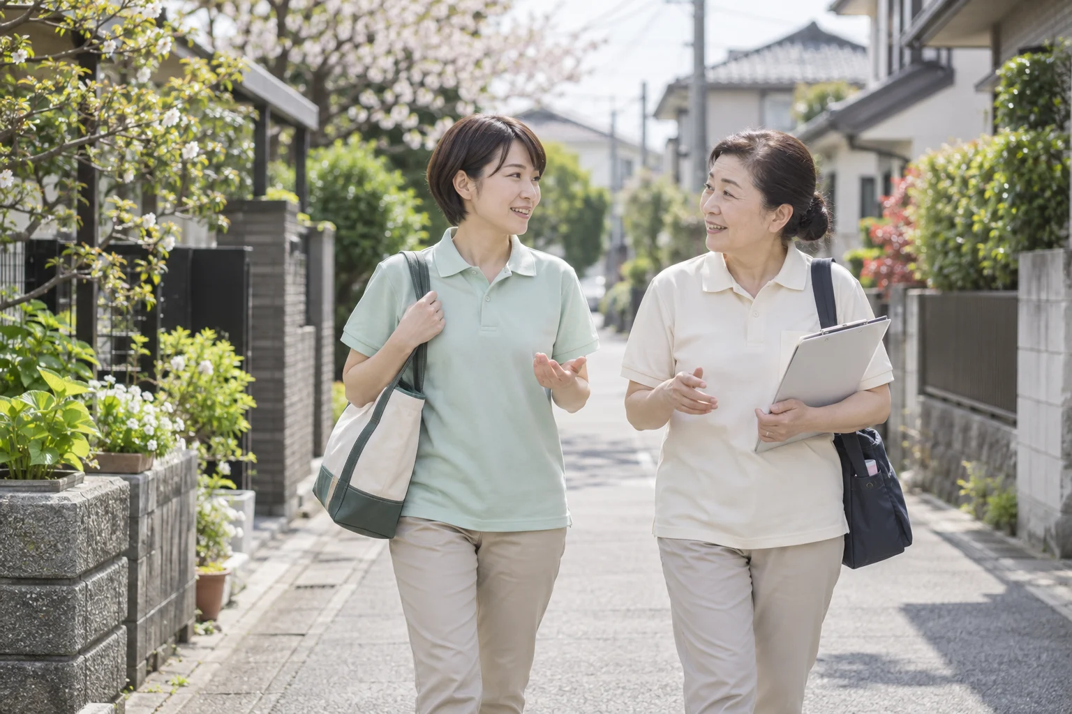 先輩と同行訪問する仕事のイメージ