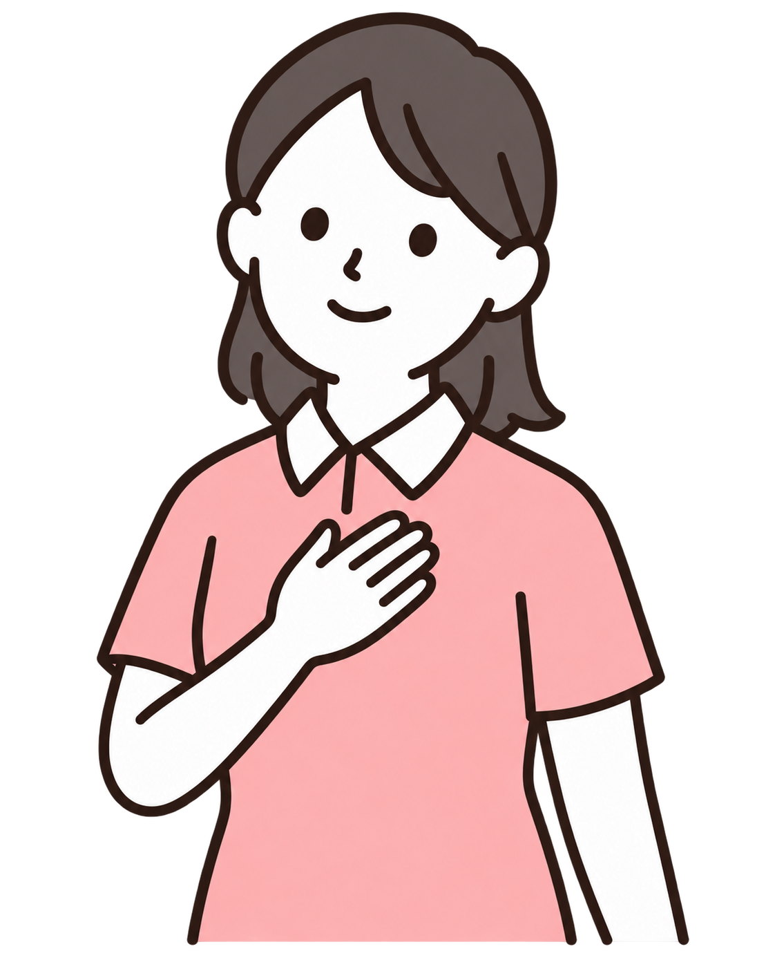 ピンクの制服を着た介護スタッフのイメージイラスト